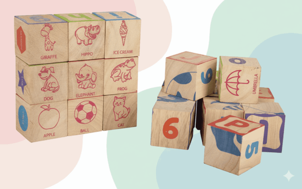 Funskool wooden cubes animal side