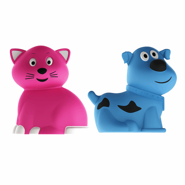 Giggles Funskool Animal Squeakers – Pink Cat and Blue Dog Set
