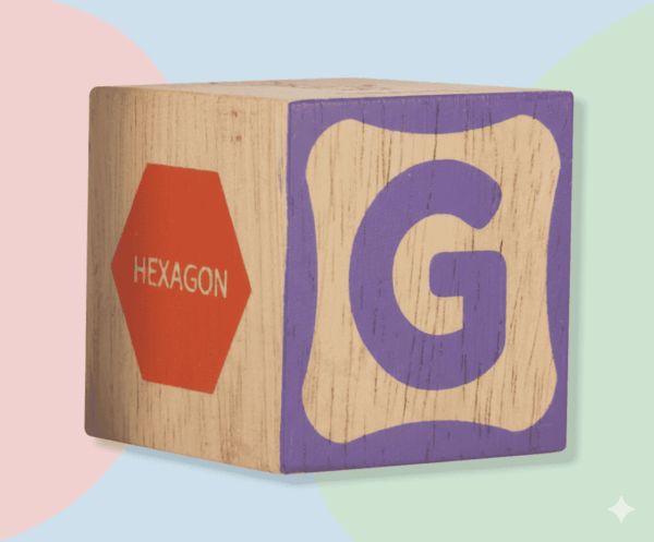 Letter and shape block close-up