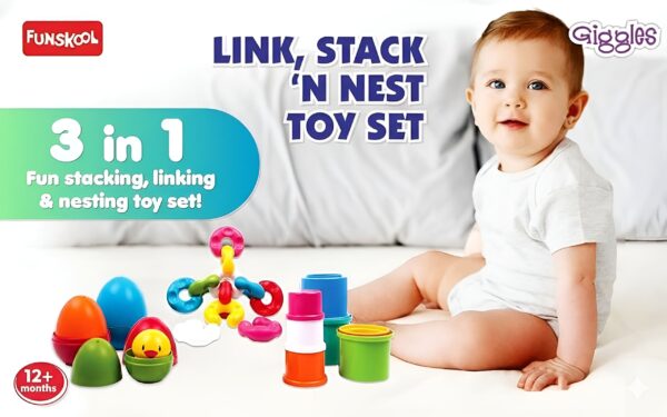 Funskool Giggles Link Stack ‘N Nest Toy Set with baby