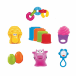 Funskool Giggles Gift Set Classic toys including squeakers, teether, and links