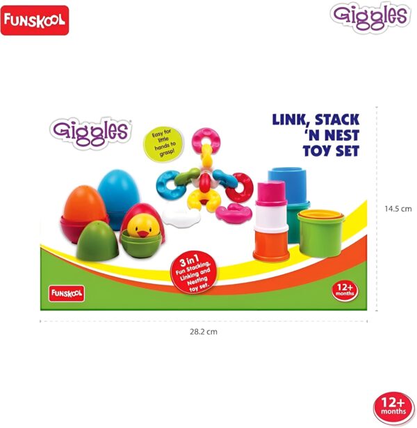 Funskool Giggles Link Stack ‘N Nest Toy Set front packaging