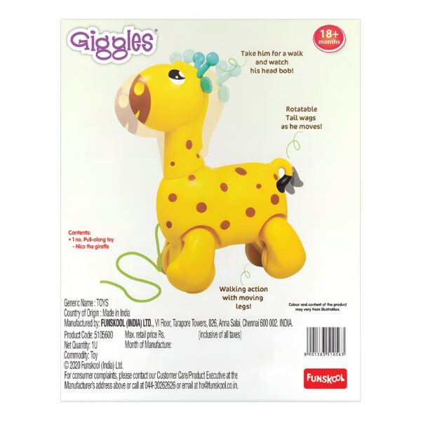 Giggles Funskool Nico the Giraffe Toy Box Back View