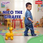 Child Playing with Funskool Giggles Nico the Giraffe Toy