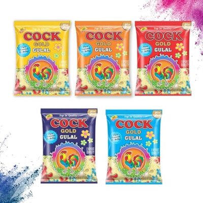 Gold Herbal Gulal – Multicolor Pack of 5 | Natural & Organic Holi Colors | Non-Toxic and Skin Friendly