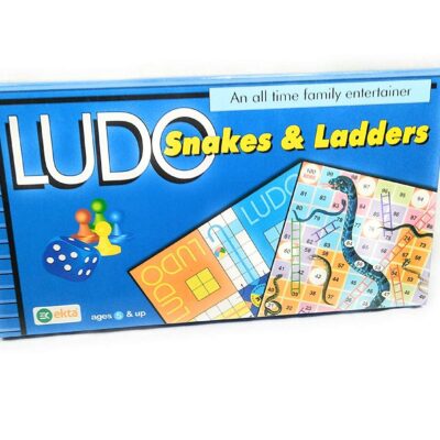 EKTA Ludo, Snakes & Ladders Best Size Laminated Hard Board Family Entertainer (Blue), Little Kid