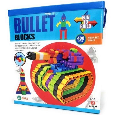EKTA Bullet Block Game 400Pcs (Fun to Build) Interactive Block That Fits at Any Angle+Inspiration Booklet Inside-(Made in India),Multi