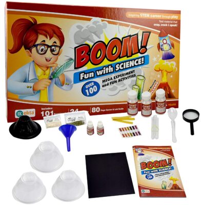 Skee Ekta Boom Fun with Science | Science Lab Kit | 101 Experiments Inside | 24 Lab Tool | 80 Page Career and Lab Guide | 8 + Year Children- Multi Color, Large