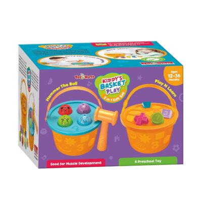 Toymate Kiddy’s Basket Play - Combo of Hammering Fun & Shape Sorting Basket - A Learning Shapes Colors Knock Pounding Fine Motor Toy Set for Kids Toddlers