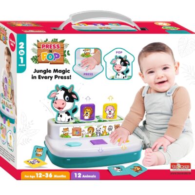 Toymate's Press and Pop - A 2 in 1 Animals and 3 colourfull Balls pop up Learning Educational Toy for Toddlers, Children, Boys & Girls and 12 Months and Above