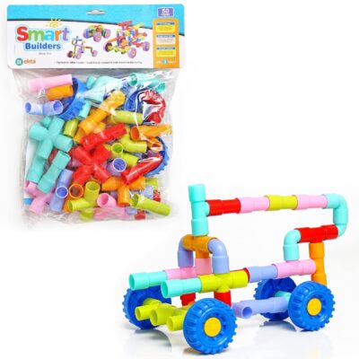 Ekta Smart Builders Building Blocks Basic Set, Building Blocks for Kids, Block Game for Kids (Multicolor, Big Size) - 50 Pieces