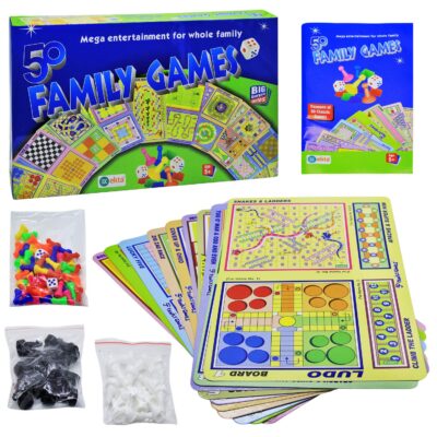 EKTA 50 in 1 Family Games Party & Fun All 50 Classical Indoor Board Games for All Age Group (Multicolour)