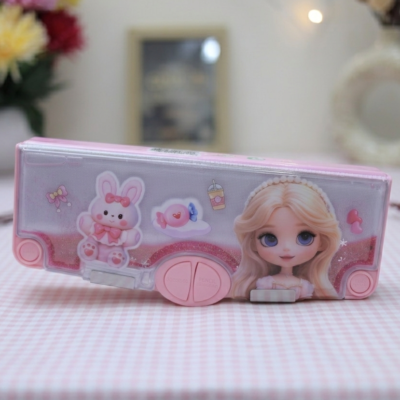 Kids Multipurpose Magnetic Pencil Box with Built-in Sharpener & Accessories