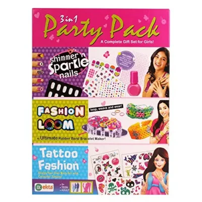 3 in 1 Party Pack | Shimmer 'n Sparkle Nails, Fashion Loom, Tattoo Fashion |J.K.