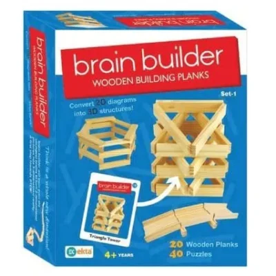 EKTA Brain Builder Wooden Building Planks for Kid (Set-1)- Multi Color, 36 Pcs