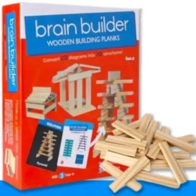 Ekta brain builder wooden building planks (set-2)- Multi color (50 pieces)