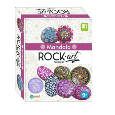 Mandala Rock Art Painting Kit, DIY Stone Art Set with Natural Rocks, Acrylic Paints and Brushes, Creative Craft Set for Ages 6+