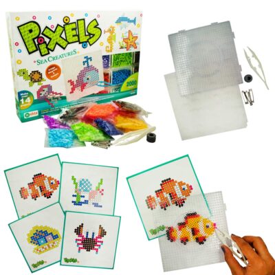 EKTA Pixels Sea Creature Fridge Magnets Badges Making KIT for Children Creativity