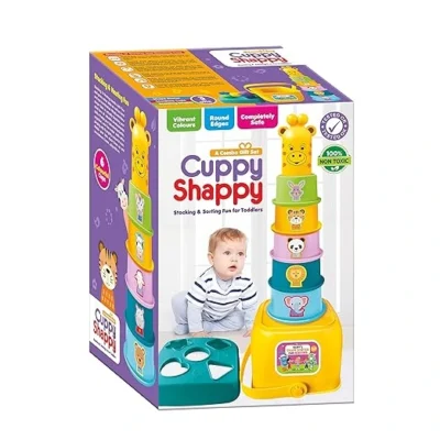Toymate Cuppy Shappy - All in 1 - Sorting Stacking Nesting Cups Shapes & Colour Toy Games (Multicolour)