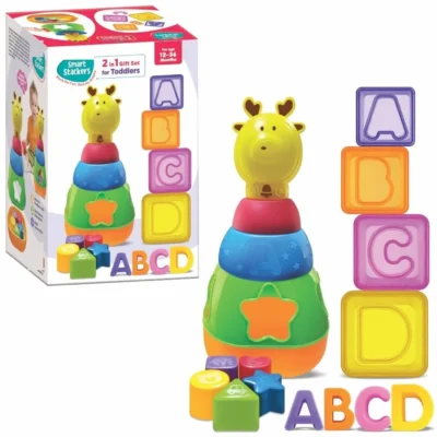 Smart Stackers - A 2 in 1 Gift Set for Toddlers with Reindeer Stacking Rings (Multicolor)