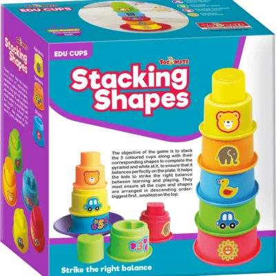 Toymate Stacking Shapes - 5 Colourful Cups & Shapes-Learning- (Mu...