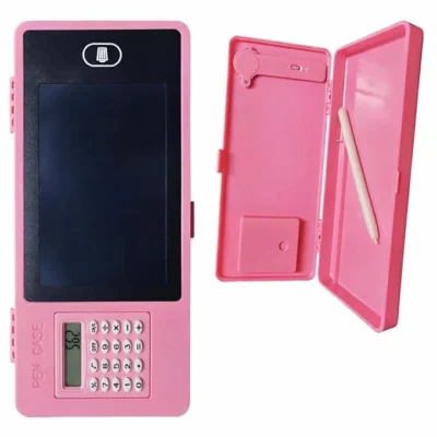 LCD Drawing Pencil Box with Calculator for Girls | Smart Writing Tablet Pen Case with LCD Screen - Set of 5