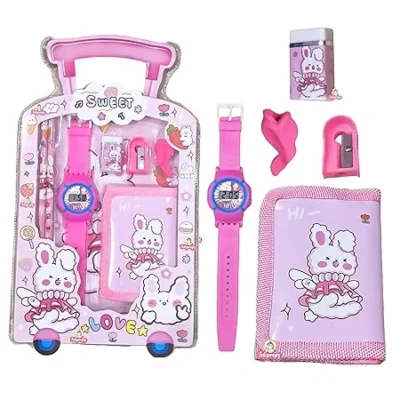 7-in-1 Stationery Set for Girls | Birthday Return Gift | Pack of 5 |