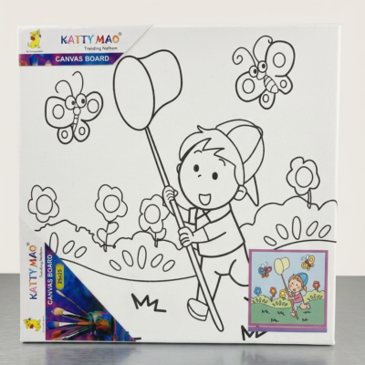 Canvas Board with Colours Small Return Gift Pack of 5 for Boys & Girls | DIY Painting Canvas Art Kit with Pre-Printed Designs
