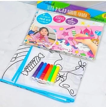 Reusable Coloring Mat Set for Kids – Washable Drawing & Doodle Mats with 6 Sketch Pens (80x80 cm)